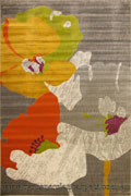 Luna Contemporary Floral Rug 4253X L. Brown Orange