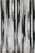 Metallic Contemporary Striped Rugs 3338F Black Silver