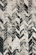 Metallic Contemporary Chevron Rugs 3048F D. Grey Black