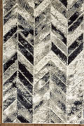 Metallic Contemporary Chevron Rugs 3048F D. Grey Black