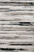 Metallic Contemporary Striped Rugs 3049F Grey Black