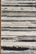 Metallic Contemporary Striped Rugs 3049F Grey Black