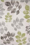 Barcelona Modern Leaf Pattern Rug 4718 Paper White Green