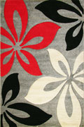 Flower Modern Rugs Red