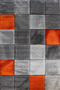 Love Modern Square Pattern Rugs 22064 Orange Topaz