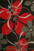 Nevada Modern Floral Rug 6540A Black Red