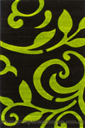 Paris Modern Floral Rug 5124 Black Green