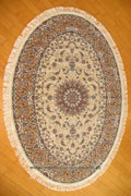 Tehran Traditional Oval Rug 750588 Cream