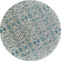 Mayson Contemporary Round Floral Rugs 3466F Sand Aqua