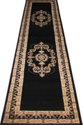 Minnesota Traditional Hallway Runner Rug 3354A Black Black