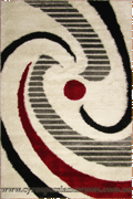 California Abstract Shaggy Rug 1383 White Red