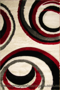 California Circle Design Shaggy Rug 2075 White Red