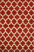 Marrakesh Trellis Shaggy Rug 2496A Red Bone