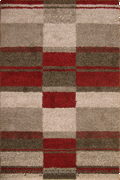 Marrakesh Geometric Shaggy Rug 2520A D. Beige Red