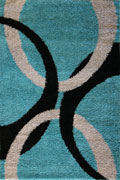 Moda Modern Abstract Shaggy Rug S171A Turkuaz