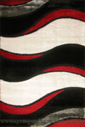 Monte Carlo Wavy Shaggy Rug 1165 Black White Red