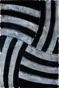 Super Shaggy Abstract Rugs 5000 Black Grey