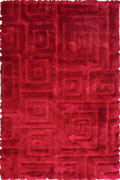 Super Shaggy Square Pattern Rugs 5678 Red Red