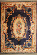 Chinese Art Hand Knotted Floral Silky Rug