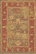 Chicago Traditional Geometric Rug 424A L. Brown T. Red