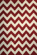 Delhi Chevron Striped Wool Reversible Rugs Chevron Red