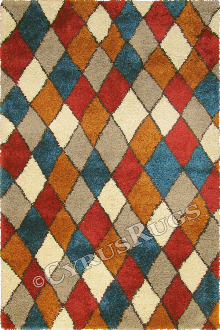 Desert Contemporary Harlequin Diamond Rugs 6322 Red - Click Image to Close