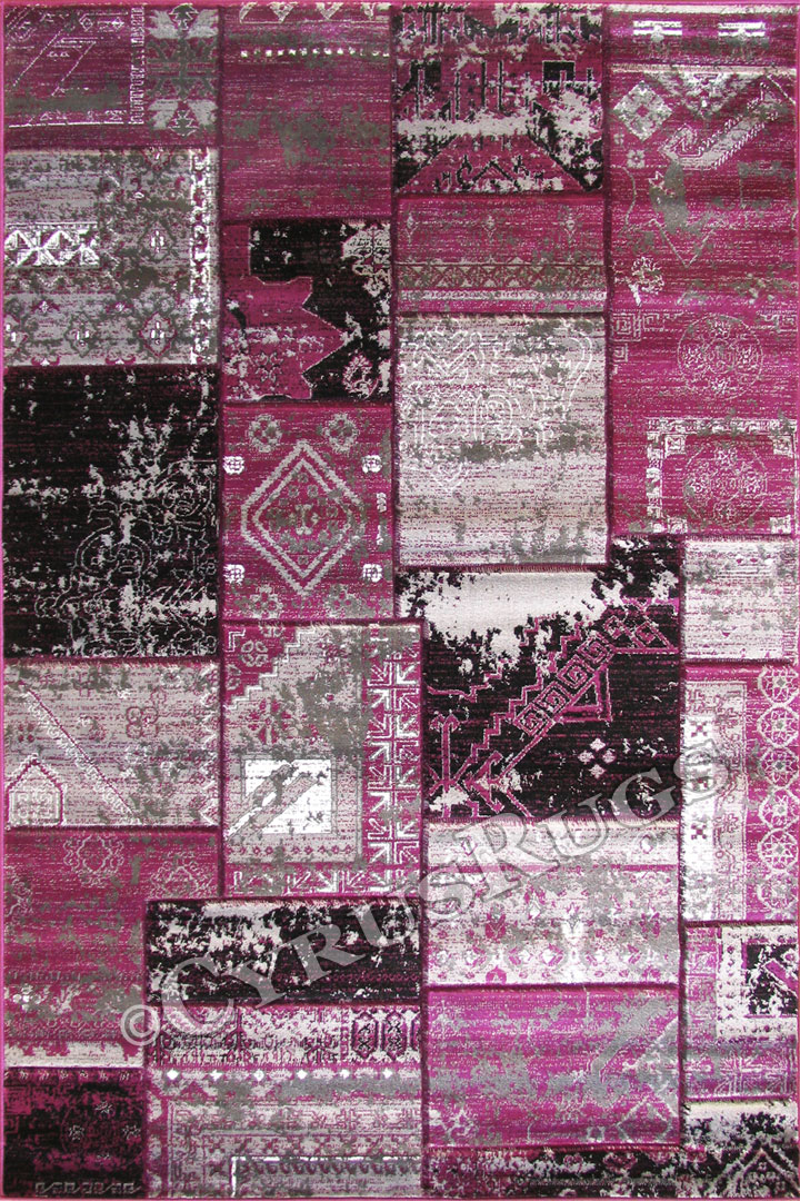 Patchworks Contemporary Abstract Rug 2676 Black Lilac - Click Image to Close