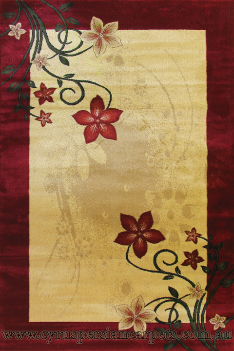 Rose Floral Rug 1766A Red Red - Click Image to Close