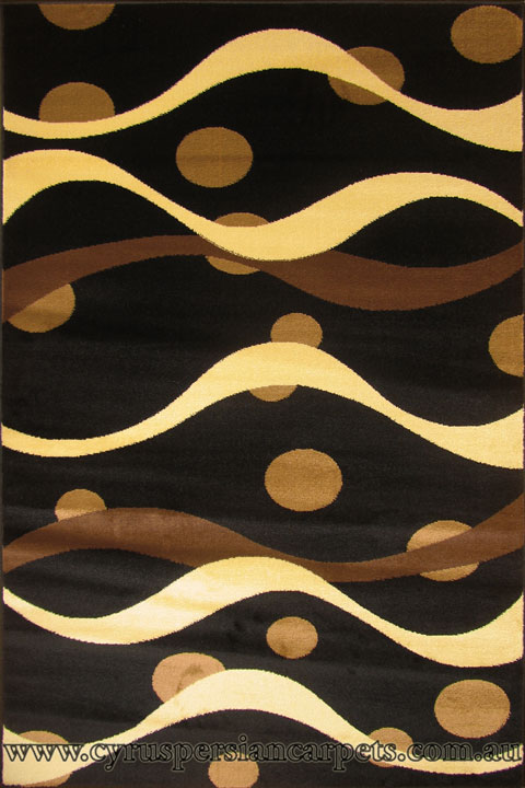 Sahra Modern Wavy Rug 2163-B44 Black - Click Image to Close