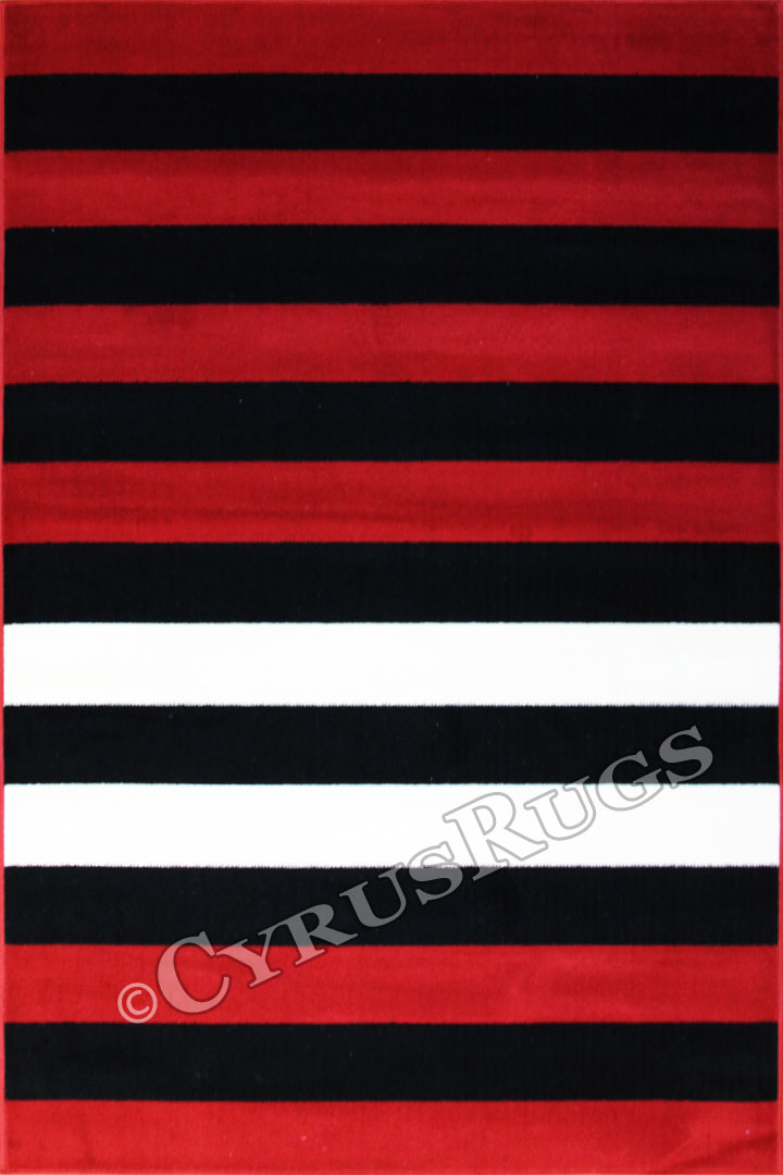 Bello Modern Stripe Pattern Rugs V5229 Red - Click Image to Close