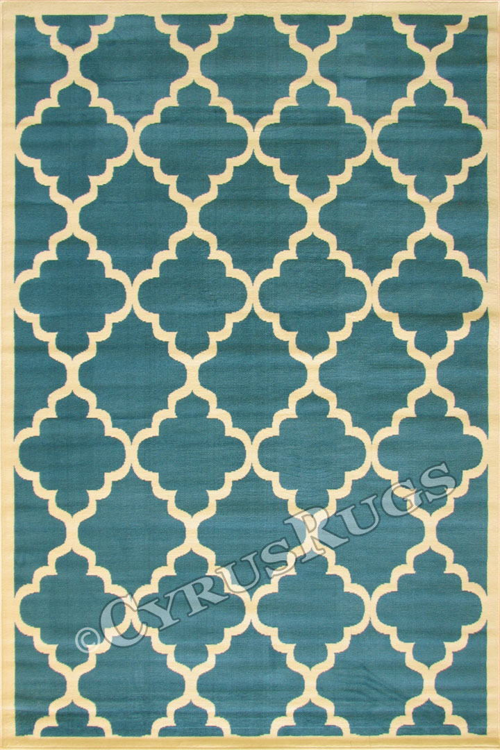 Bello Modern Trellis Design Rugs 3307 Blue - Click Image to Close