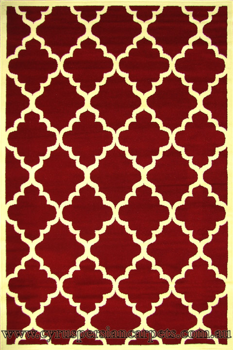 Bello Modern Trellis Design Rugs 3300 Red - Click Image to Close