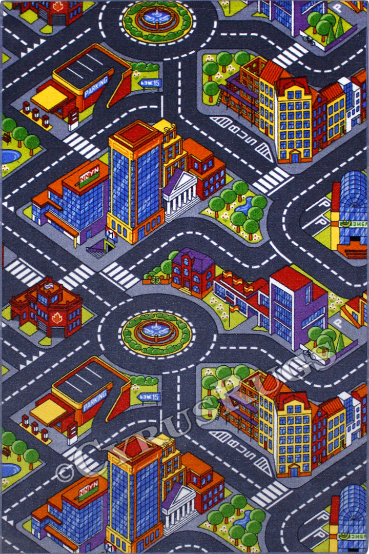 Traffic Big City Street Map Kids Rugs - Click Image to Close