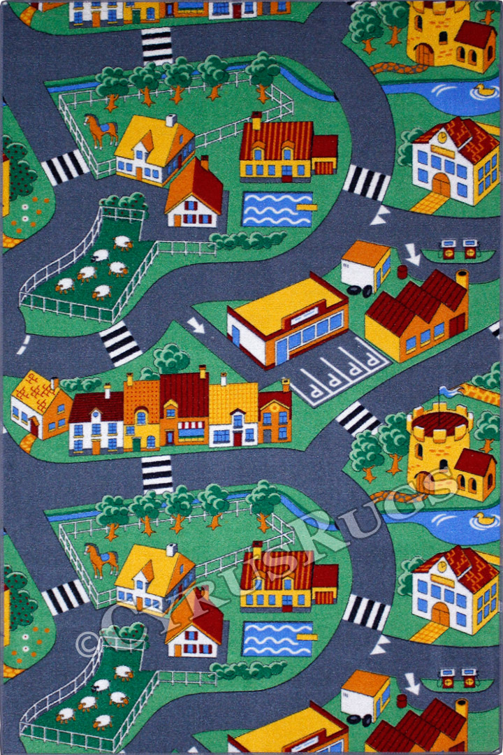 Traffic Little Village Street Map Kids Rugs - Click Image to Close