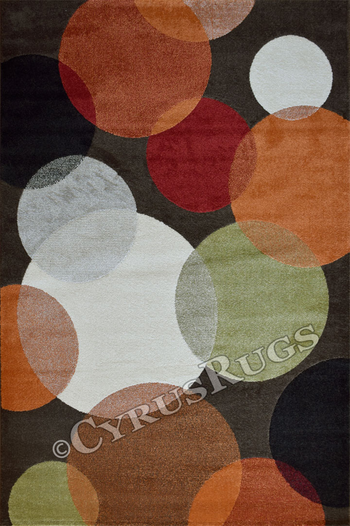 Barcelona Modern Circle Design Rugs 2704 Coffee Brown - Click Image to Close