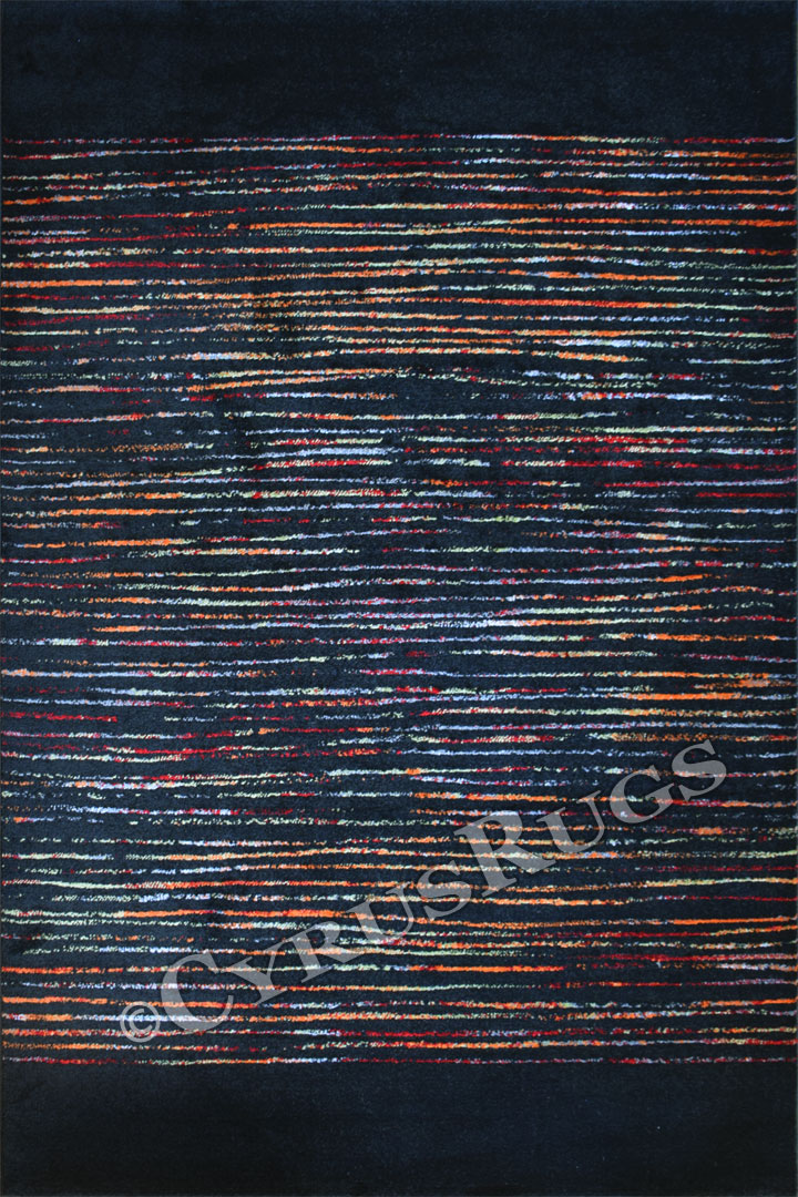 Barcelona Modern Striped Rugs 6406 Penny Black - Click Image to Close