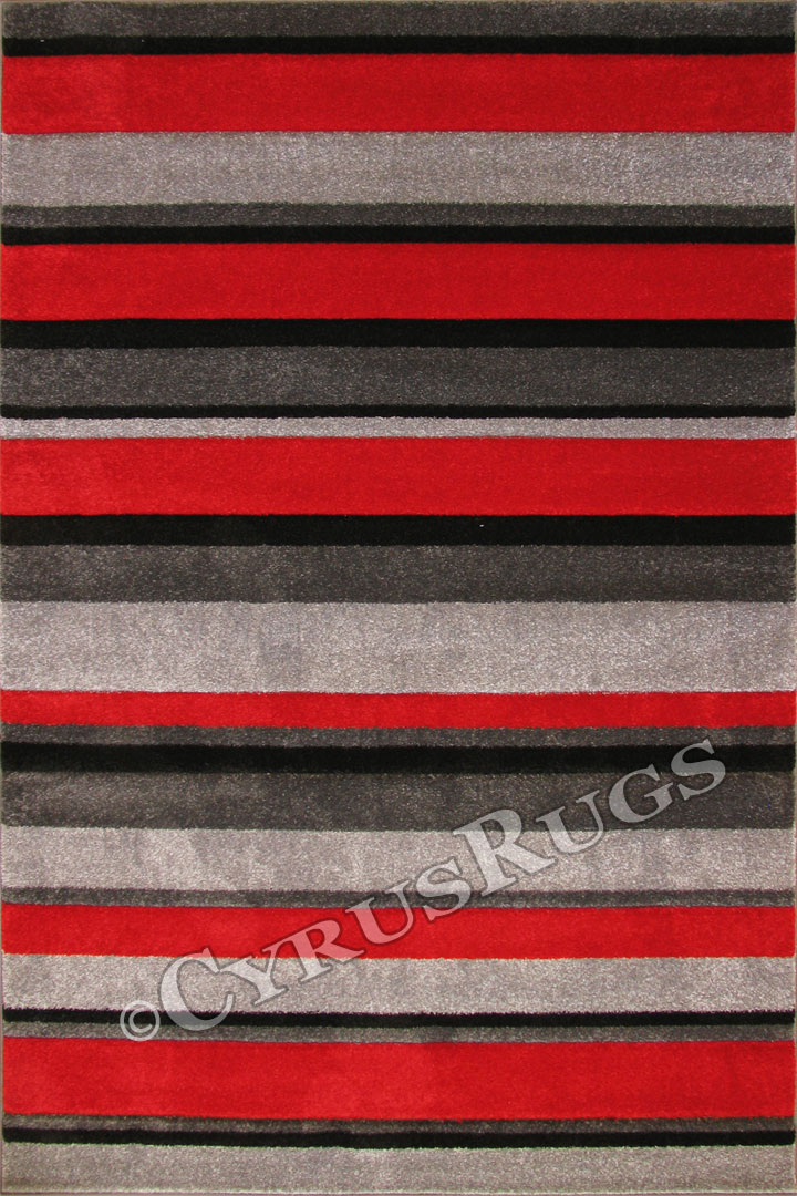 Boston Modern Striped Rugs A892 Red L.Grey - Click Image to Close