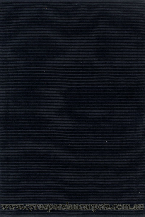 Flavia Wool Modern Plain Stripe Rug Navy-Blue - Click Image to Close