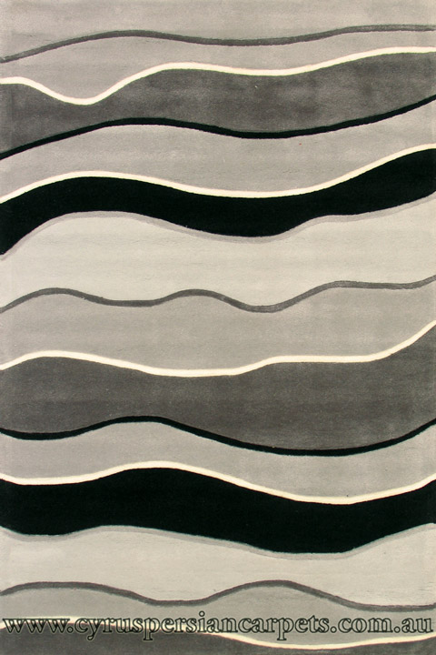 London Modern Wavy Rug LD383-BWG - Click Image to Close