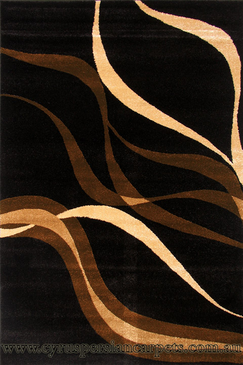 Roma Modern Wavy Rug 2569-0 Black - Click Image to Close