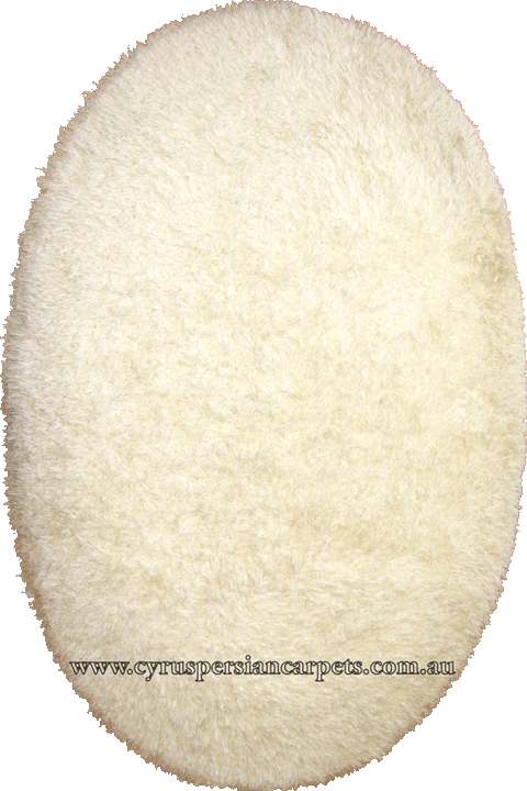 Oval Plain Shaggy Rug White 275 x 183cm Oval - Click Image to Close