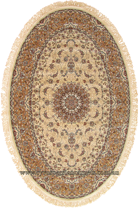 Tehran Traditional Oval Rug 750588 Cream - Click Image to Close