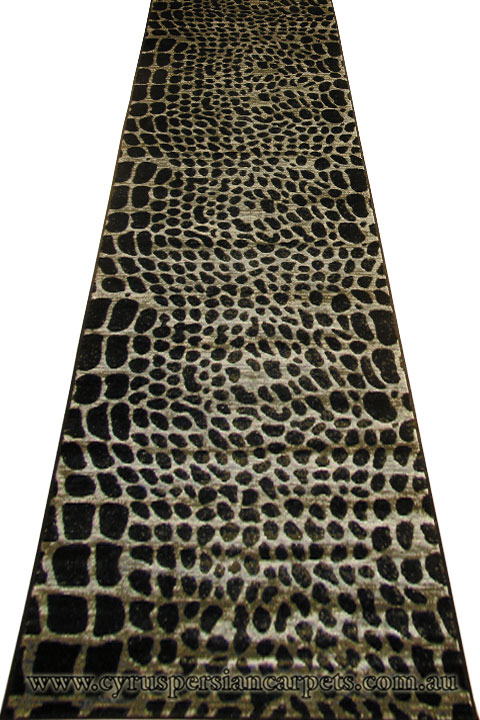 Alpi Animal Print Hallway Runner Rug 4978A Black - Click Image to Close