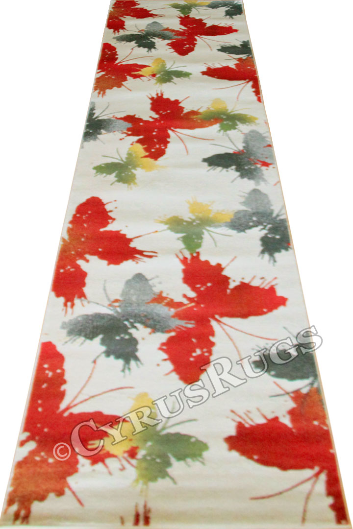 Autumn Contemporary Hallway Runner Rug 3456F Cotton Coral - Click Image to Close