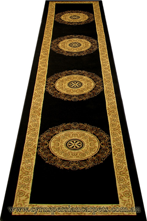 Maacoo Medallion Hallway Runner Rug 852 Black - Click Image to Close