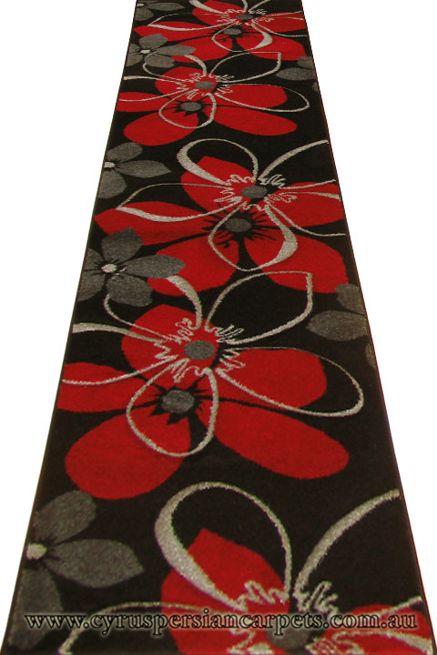 Nevada Hallway Runner Rug 6540A Black Red - Click Image to Close