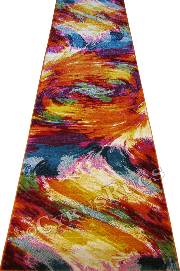 Splendido Modern Abstract Hallway Runner Rugs 4790A-Orange - Click Image to Close