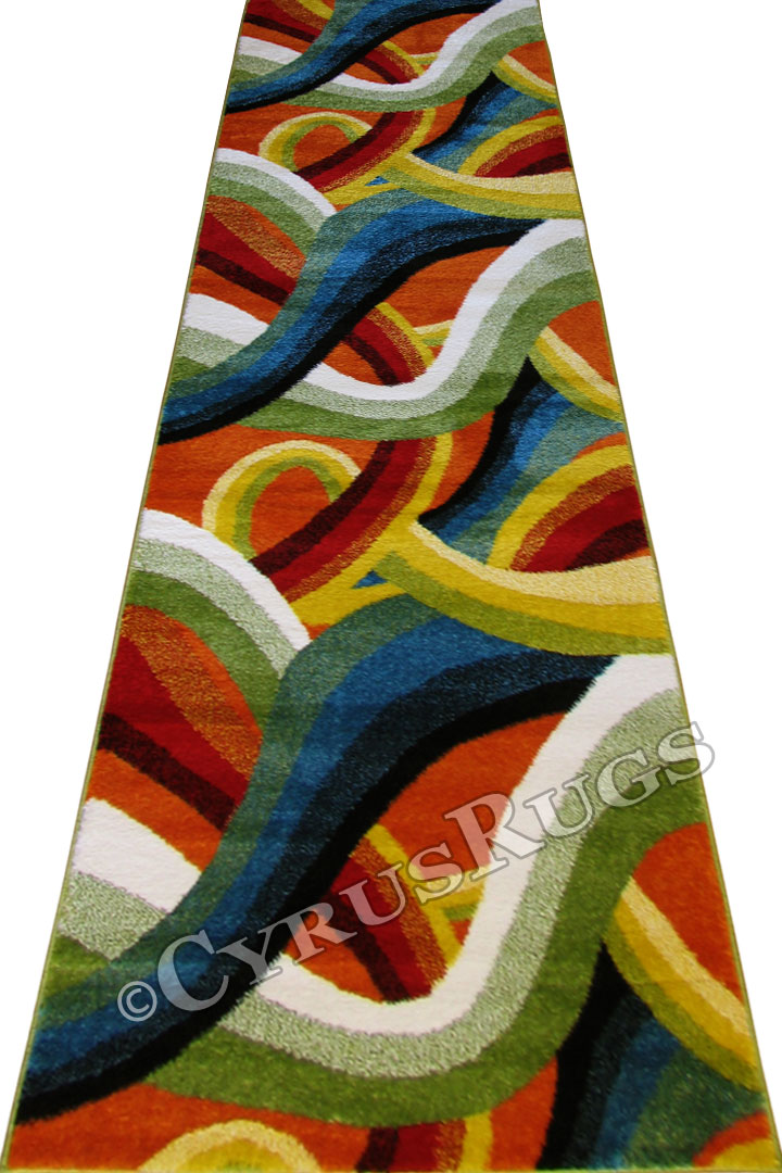 Splendido Modern Abstract Hallway Runner Rugs 5121A-Green - Click Image to Close