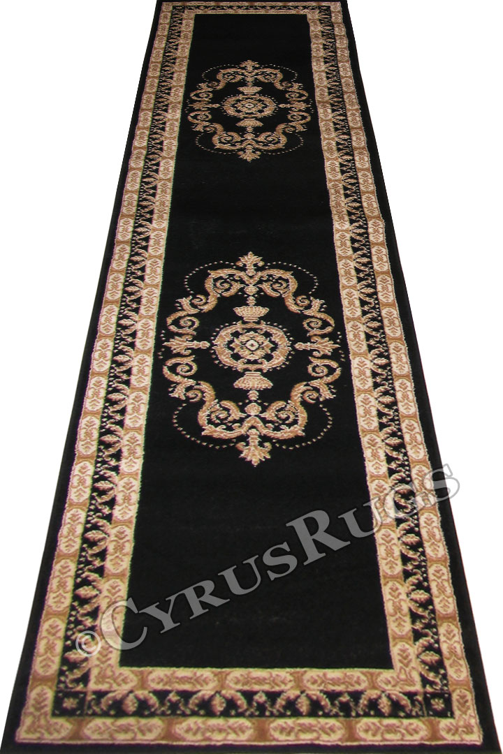 Minnesota Traditional Hallway Runner Rug 3354A Black Black - Click Image to Close