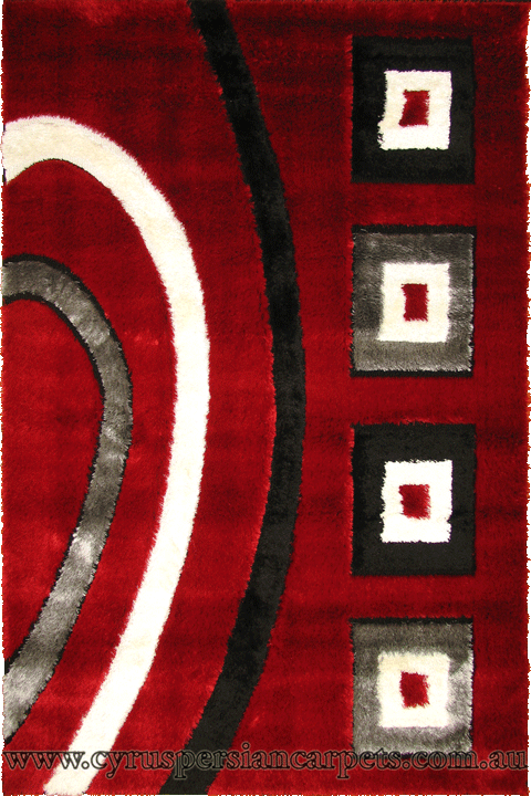 California Abstract Shaggy Rug 935 Red Black - Click Image to Close